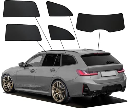 SunClip Sicht- & Sonnenschutz kompatibel mit BMW 3er G21 Touring 2019-, Schwarz