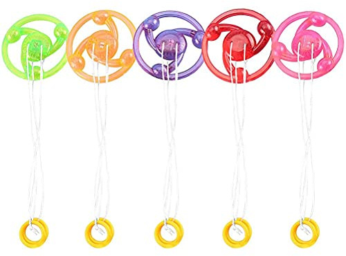 Yctze Blinkendes Kreiselspielzeug, 10er-Pack, Leuchtender Kreisel, per Zugschnur Aktiviertes Schwungradspielzeug mit Pfeifton und Buntem LED-Licht, Ideal für die Dekompression (Sortierte Farbe)
