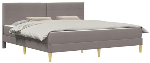 vidaXL Bettrahmen Taupe 200 x 200 cm Polyester, Modernes Schlafzimmer-Setup, langlebiges Bettgestell, rechteckige Schaumstoffmatratze, stilvolle Moderne Möbel, bequemer Schlaf