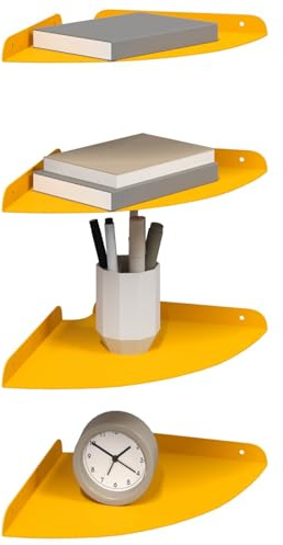 vidaXL Schwebendes Regal mit Regal 4 pcs Senfgelb 24 x 24 x 2 cm, Wohnzimmer, minimalistisches Design, schwebendes Regal, platzsparend, Moderne Wandmontage für Deine Deko