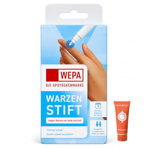 WEPA Warzenstift 3 ml I zur äußerlichen Behandlung von Warzen an Händen & Füßen I mit Ameisensäure I schnell trocknend I für Kinder ab 4 Jahren I mit Pharma Perle Duschgel (3x)