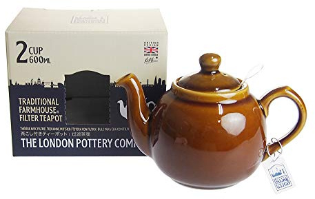 London Pottery Farmhouse Small Teapot with Infuser, Ceramic, Rockingham Brown, 2 Cup (600 ml)