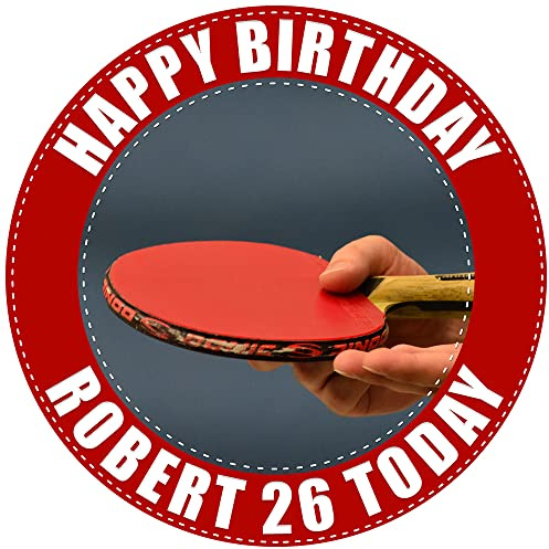 Table Tennis Bat - Any Size (4in - 7.5in) Personalised Edible Cake Topper on Premium Icing