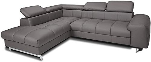 Mivano Ecksofa Chef / L-Sofa mit Ottomane und verstellbaren Kopfstützen in Lederoptik / 262 x 72 x 206 / Kunstleder Elephant