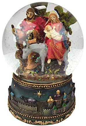 'Musicbox World Musikspieluhr Krippe Schneekugel spielt die Melodie Silent Night, Mehrfarbig