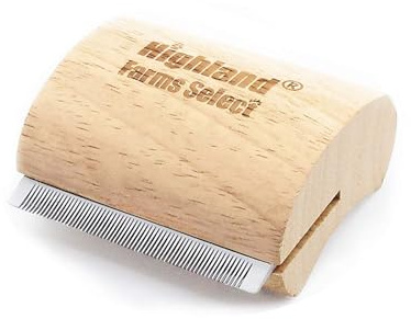 Highland Farms Select Deshedding Grooming Tool for Dogs, Cats & Horses, Ergonomic Design Wood Groom Brush, Professional Pet Groomer, Painlessly Remove for Short & Long Hair, Fur & Dirt - 2.5 Inches