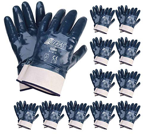 Nitras 03440 Nitrilhandschuhe Arbeitshandschuhe Handschuhe mit Stulpe - 12 Paar, Größe:8 (M)