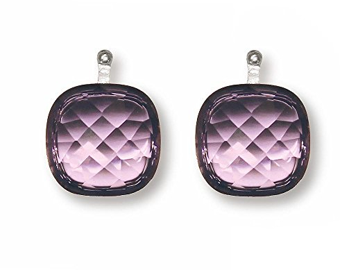 HEIDE HEINZENDORFF Einhängerpaar facettiertes Quarzglas, Viola, Rose
