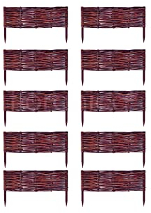 Floranica 10 Stück Beetbegrenzung aus Weide 60 cm x 30 cm Rasenkante aus Weidengeflecht Beeteinfassung Rasenkante Beetzaun Weidenzaun Palisade Abtrennung von Blumenbeetwegen Gartenbeeten