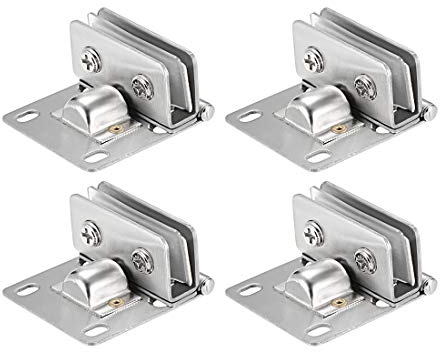 sourcing map 4pcs Charnière de Porte en Verre Vitre Placard Armoire Verre Pince, Acier Inoxydable, pour 5-8mm Épaisseur