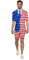 Suitmeister Kostüm mit USA-Flagge, Anzug inklusive Blazer-Jacke, Hose und Krawatte, Summer Usa Flag, L