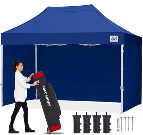 ABCCANOPY 3x4.5m Pavillon wasserdicht Pop-Up Gartenpavillon Festival Sonnenschutz mit 4 Seitenteilen+Handtasche,Navyblau