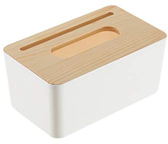 MAGT Taschentuchbox, Holz PP Kosmetiktuchbox Abnehmbarer Holzdeckel Taschentuchspender Rechteckiges Tücherbox für Home Büro Auto (Rectangle)