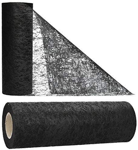 AmaCasa Tischläufer Schwarz (30 cm x 25 m) – Hochwertiges Vliesband für stilvolle Tischdekoration bei Hochzeiten, Geburtstagen & besonderen Anlässen