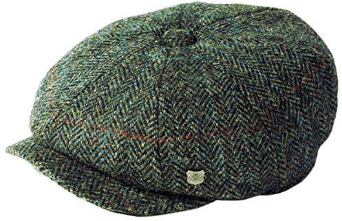 Failsworth Millinery Carloway Harris Tweed Baker Boy Cap (Latest Version) in Pattern 2012 - Grey, Size: Small (55cm)