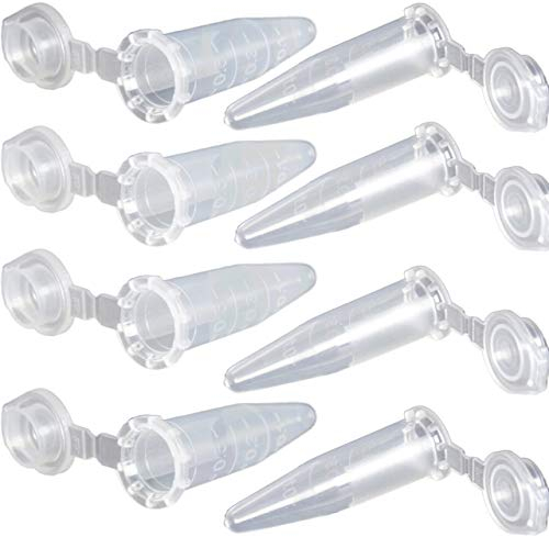 MUHWA Lot de 1000 tubes d’échantillon coniques en plastique pour centrifugeuse de laboratoire avec bouchon à clipser Transparent 0,5 ml