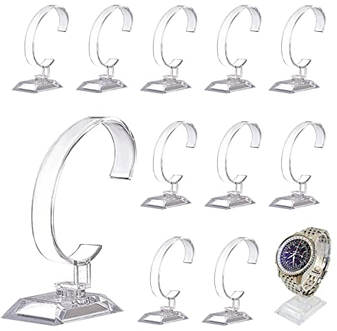 GZcaiyun 12 pz Supporto Per Orologio, Tipo C Supporto Orologio Trasparente in Plastica per Orologi, Bracciali, Uso Commerciale, Ufficio, Negozi, trasparente