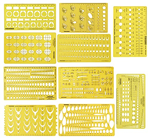Traceease Multi,Muster Schmuck Vorlage Für Ringe- Steine- Diamant Größe Und Gewicht Schätzer Zeichenwerkzeuge Schablonen- Packung Mit 10 Stück