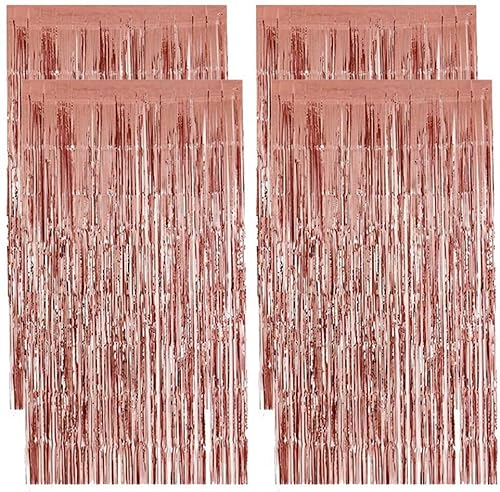 Mr. Gadget Solution® New Tinsel Shimmer FOIL Door Curtain Garlands Birthday Party Disco Decorations-Rose Gold