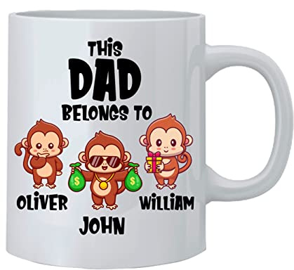 Gift Hub - Printed Maniacs Personalised Mug Or Can Be The First Fathers Day Mug - Cute Dad Mug Great Gift for Dads Christmas - Birthday - New Born - This Dad Belongs to
