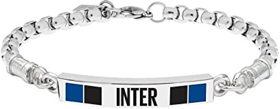 F.C. Internazionale Armband Herren, Schwarz Blau Stahl, Taglia Unica, Edelstahl, Kein Edelstein.