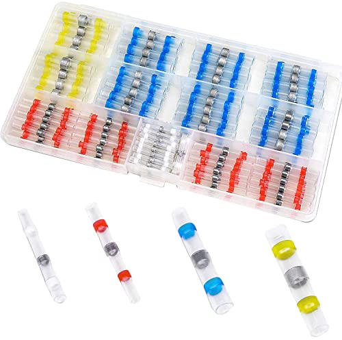 RUNCCI-YUN 150pcs stoßverbinder,Lötverbinder 4 Verschiedene Größen Schrumpfverbinder Quetschverbinder Kabelverbinder Automotive wasserdicht-isoliertWire Terminal(Weiß,Red, Blue, Yellow)
