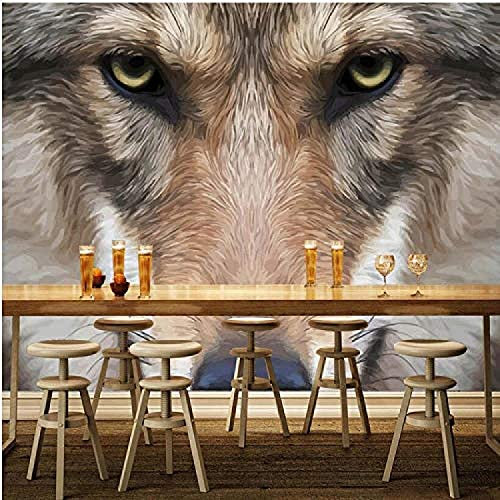 Rouleau De Papier Peint Auto-Adhésif Peler Et Coller Papier Peint Mural 3D Loup Animal 3D Grande Murale Chambre Salon Canapé Tv Toile De Fond Peintures Murales Papier Peint 140(L)X70(H) Cm