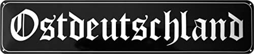 WOGEKA ART Retro Blechschild - OSTDEUTSCHLAND - Nostalgie Deko-Schild für OSSIS als Geschenkidee zu Geburtstag Weihnachten 46x10 cm Straßenschild Metallschild STR274