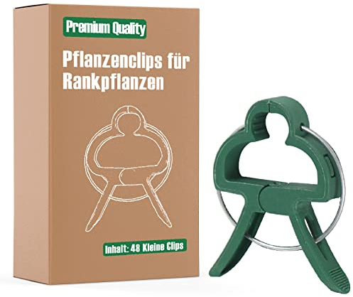 Miuezuth 48 Stück Pflanzenclips für Tomaten, Gurken, Kletterrosen und andere Rankpflanzen, Stabile Hochwertigem Pflanzenklammern, Rankhilfe für Pflanzen (Klein, 48 Stück)