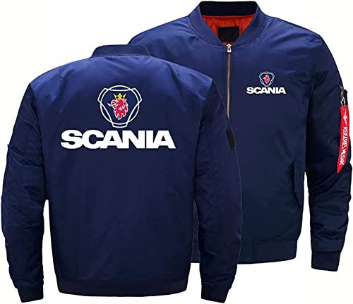 BOMMEL Herren Fliegeranzug Bomberjacken Für Scania Mäntel Mit Durchgehendem Reißverschluss Stehkragen Oberbekleidung Oberteile Gefütterte Warme Jacke Mit Taschen,B,XL