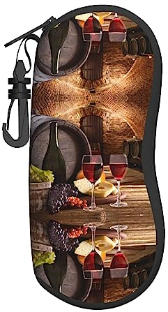 PIXOLE Étui de protection unisexe pour lunettes, lunettes de soleil et lunettes de soleil Motif rose rouge, Cave à vin rouge, taille unique