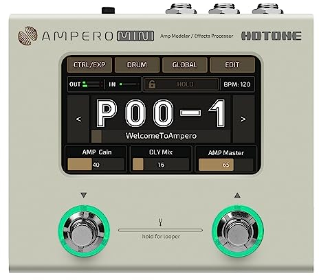 Hotone Gitarre Bass Multi-Effekte Prozessor Touchscreen Gitarre Bass Amp Modellierung IR Cabinets Simulation Multi Language Stereo OTG USB Audio Interface Ampero Mini (Vanilla)