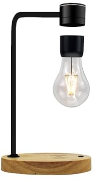 DIDWI Magnetische schwebende Glühbirne Lampe, schwebende LED-Birne Schreibtischlampe mit drahtlosem Ladegerät, rotierende schwebende Glühbirne Nachtlichter für Zimmer Büro Dekoration (Schwarz)