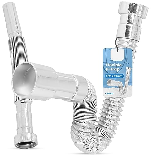 Siphon Lavabo Flexible 6/4 x 40 mm Universel Syphon Evier Cuisine Réglable Souple Chrome