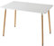 HJhomeheart Mesa de Comedor Rectangular Moderna con Tapa Blanca, Estructura de Metal Resistente y Patas de Madera de Haya para Comedor de Oficina, 110 x 70 x 74 cm