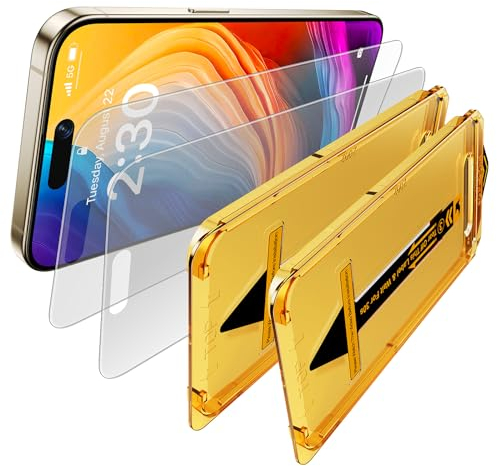 Ksleri [2 Pack Matte Screen Protector for iPhone 15 Pro, Tempered Glass Film Anti-Glare & Anti-Fingerprint with Automatic Dust Removal