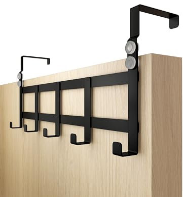 4smile Over The Door Hanger – Black Coat Hanger Depth 4.1 cm (1.6) & 4.6 cm (1.8) - Over Door Hooks for Clothes, Coat Hooks Türhakenleiste Budget Schwarz austauschbar 41_46mm UK