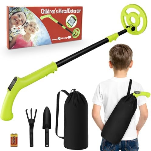 Metal Detector Kids, iTayga Adjustable Kids Metal Detector(24-35), High Accuracy Coil Professional Waterproof Foldable Metal Detector, Very Lightweight(Only 0.88 Pouds) for Junior, Green