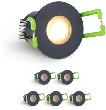 LongLife LED 6er Set Einbaustrahler Mini 3W 2700K anthrazit RAL 7016 IP65 Dimmbare Strahler für Terrassenüberdachung, Carports, Dachüberständen