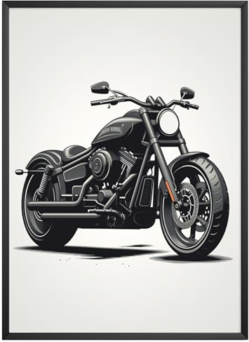 MJ-Graphics - Poster Harley Daividson - Bild mit schönem Oldtimer Motorrad | Wandbild Din A3 in Galerie Qualität dickes Posterpapier - FineArt Kunstdruck ohne Bilderrahmen