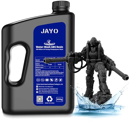 JAYO Wasser Wbwaschbares ABS-Like Resin 3KG, 3D Drucker Harz 405nm UV Standard Schnelles Photopolymer Resin für LCD/DLP/SLA 3D Drucker, Hohe Präzision, Nicht Spröde, Geringer Geruch, Schwarz 3000g