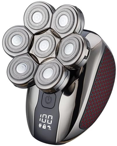 Rasoio elettrico 6 in 1 per uomini calvi, 7D con regolabarba per capelli, impermeabile, bagnato e asciutto, kit per toelettatura da uomo senza fili