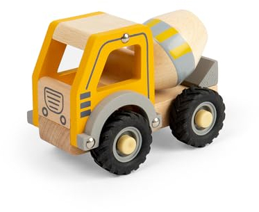 Bigjigs Toys Mini Cement Mixer Truck - Wooden Construction Trucks, Toddler Play Vehicle, Kids Sandpit Playsets, Gifts For Toddlers, Sustainably Made, Age 12+ Months
