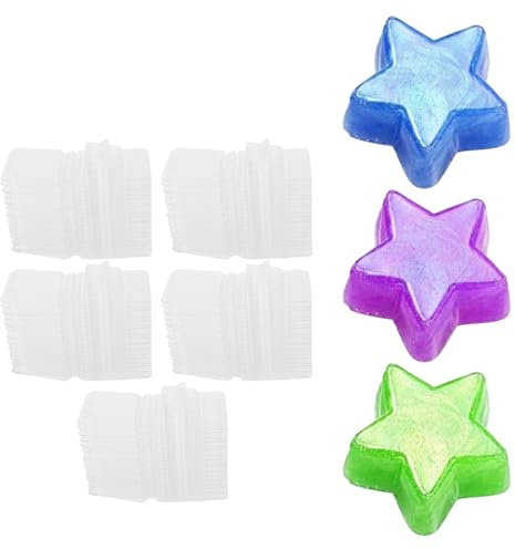 100 Packs Wax Melt Clamshells Molds, Single Cavity Unique Wax Melt Containers, Clear Plastic Cube Tray for Wickless Wax Melt Candles (Five Pointed Star Shaped)
