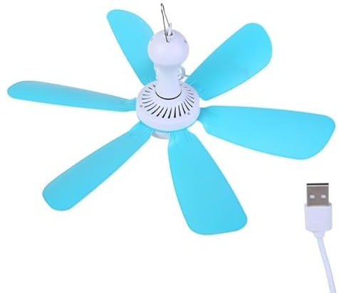 LIUASMUE Ventilatore da soffitto portatile USB 5V 45,7 cm ventilatore da soffitto sospeso 6 foglie da esterno tenda da campeggio ventilatore gazebo ventilatore da soffitto