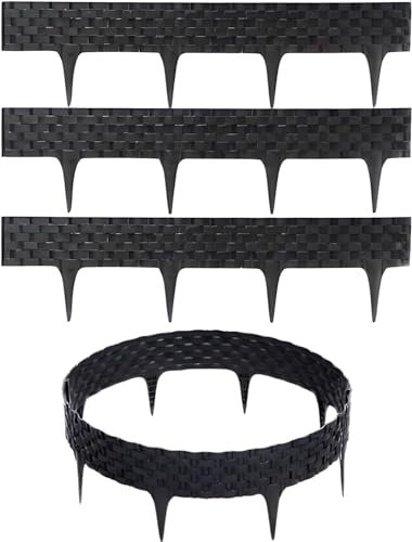AP Supplies Lawn Edging Border Set - provides a clear separation between grass, flower beds, pathways, and other landscape features. (Rattan, Black)