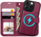 OCASE for iPhone 16 Pro Case, Detachable 2 in 1 PU Leather Wallet Case with RFID Blocking, Wireless Charging, Card Holders, Kickstand, Shockproof Removable Phone Cover, Burgundy