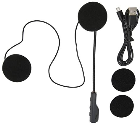 Garsent Motorrad-Bluetooth 5.0-Kopfhörer, Outdoor-Helm-Headset, Bluetooth-Stereo-Musik- und Sprachmikrofon-Kopfhörer mit Weichem Kabel, Wasserdichtes Helm-Audiosystem