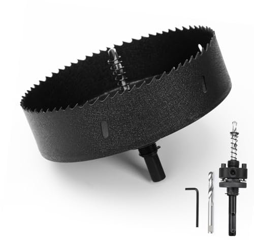 Scie cloche - 162 mm - bi-métal - Avec tige SDS plus et tige hexagonale - Couronne de forage pour bois, placoplâtre, métaux fins, plastiques