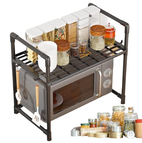 Ideal Microwave Oven Racks - Space Saving Kitchen Racks, Multi Functional Microwave Stands | Eco Friendly Long Lasting Adjustable Microwave Shelf Racks for Countertop Organization
